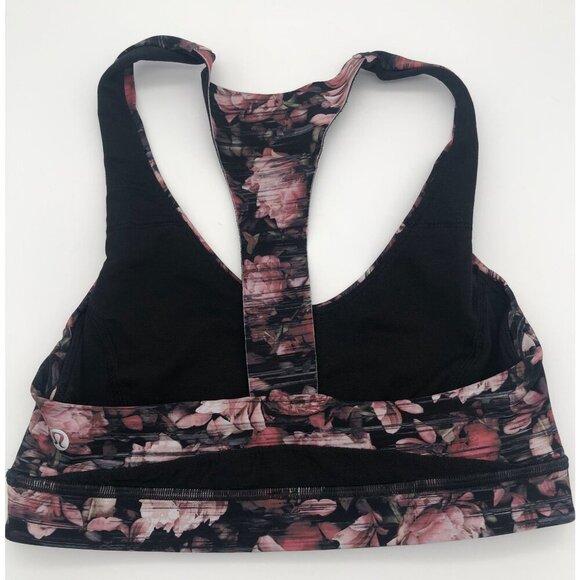 Lululemon Break Free Bra Nulux Peony Multi Floral T-Back Sports Bra Women's 6 - Picture 2 of 3